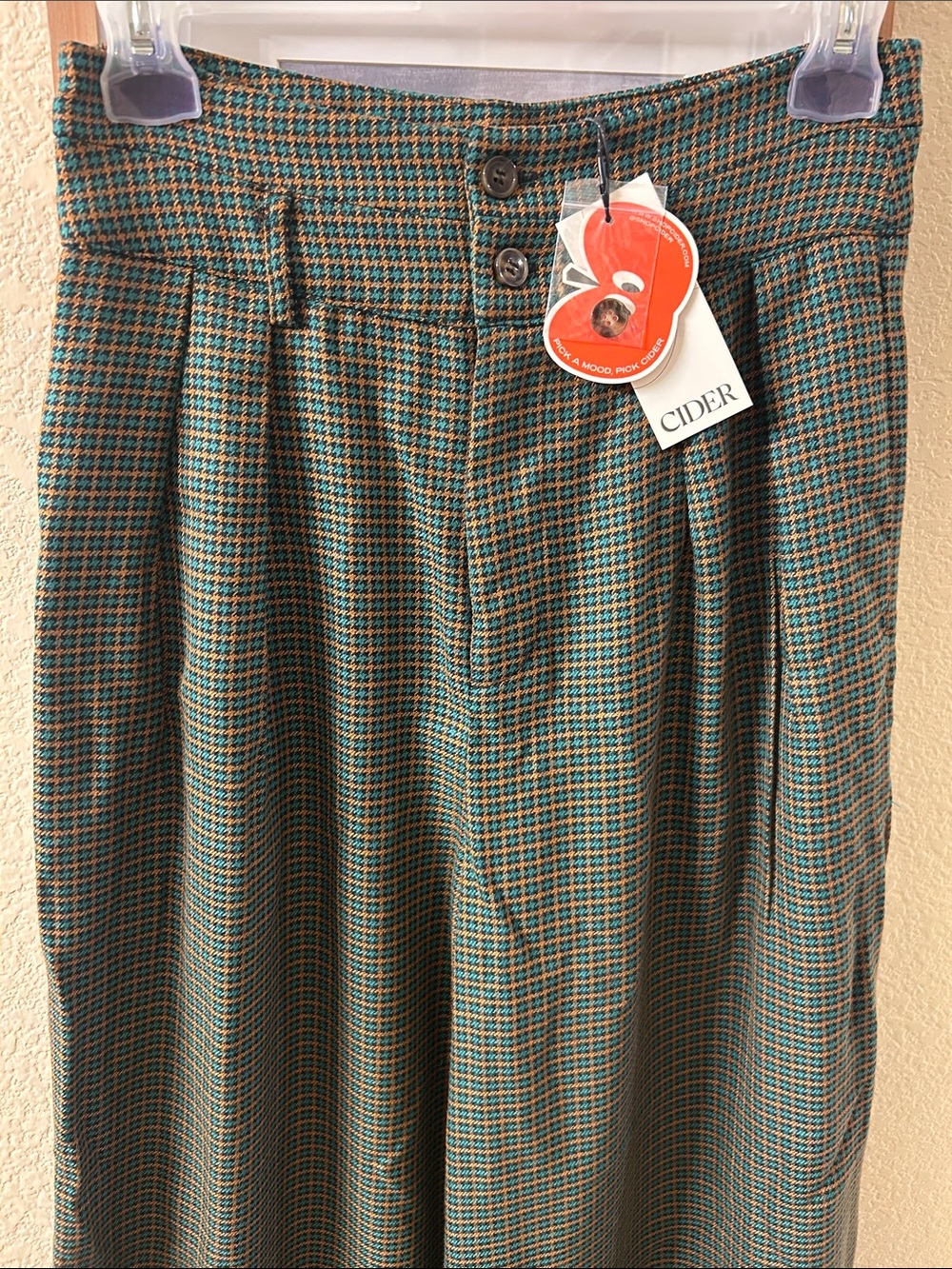 CIDER Womens Trousers Houndstooth High Waist Wide Leg pants Size S - Picture 4 of 15